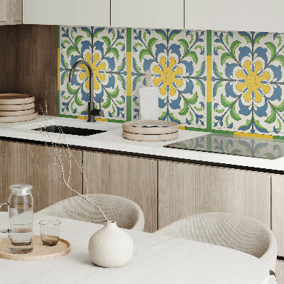 Rectangular wall panel Floral pattern with green leaves