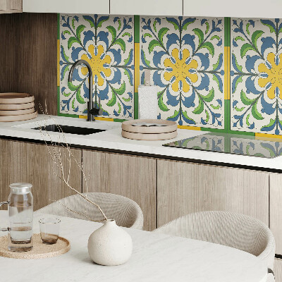 Rectangular wall panel Floral pattern with green leaves