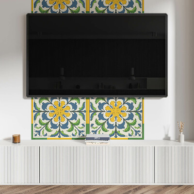 Rectangular wall panel Floral pattern with green leaves