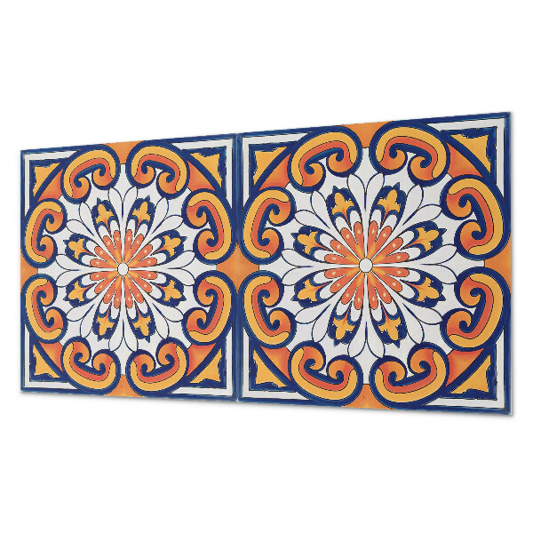 Rectangular bathroom wall panel Floral motif on a colorful background