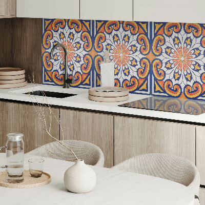 Rectangular bathroom wall panel Floral motif on a colorful background