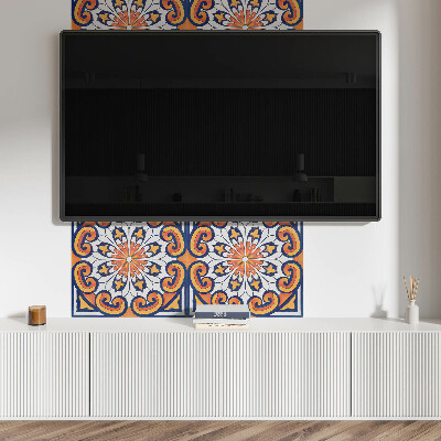 Rectangular bathroom wall panel Floral motif on a colorful background