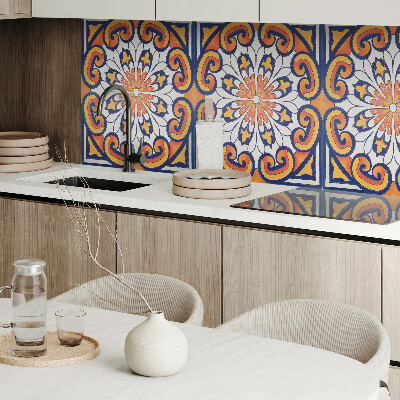 Rectangular bathroom wall panel Floral motif on a colorful background