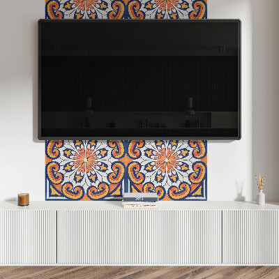 Rectangular bathroom wall panel Floral motif on a colorful background
