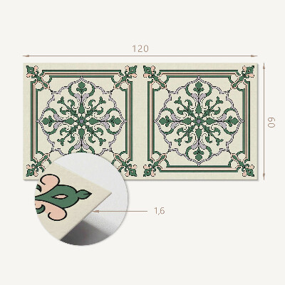 Rectangular wall panel Floral motif with decorative details