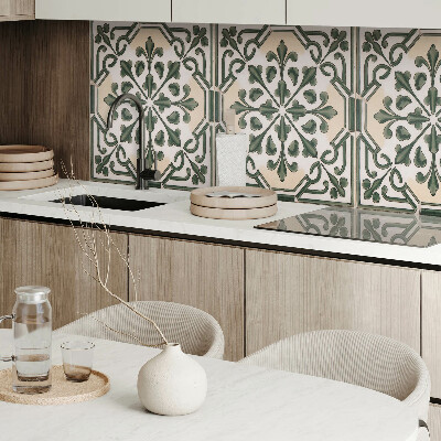 Rectangular bathroom wall panel Plant motif on the tile