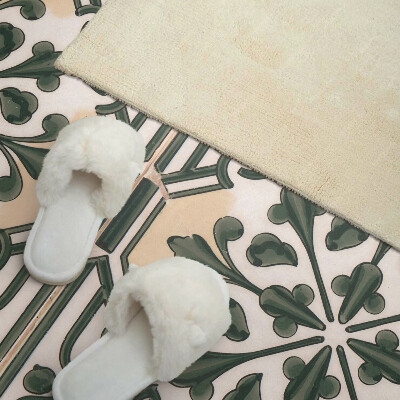 Rectangular bathroom wall panel Plant motif on the tile