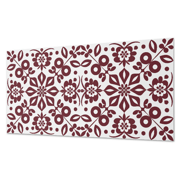 Rectangular wall panel Floral motif with green leaves