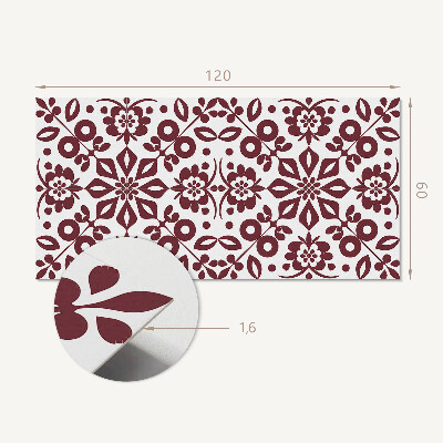 Rectangular wall panel Floral motif with green leaves