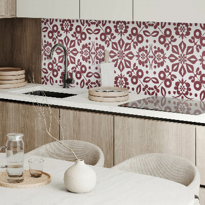 Rectangular wall panel Floral motif with green leaves