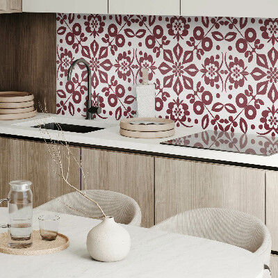 Rectangular wall panel Floral motif with green leaves