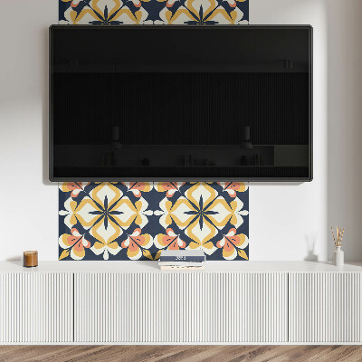 Rectangular bathroom wall panel Floral motif in the form of geometry