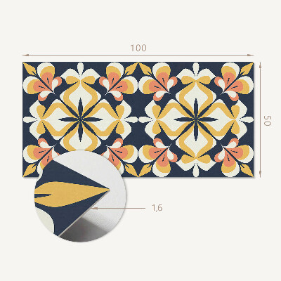 Rectangular bathroom wall panel Floral motif in the form of geometry