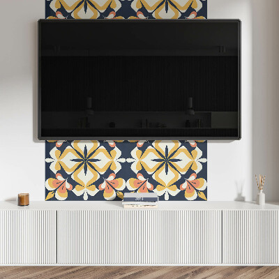 Rectangular bathroom wall panel Floral motif in the form of geometry