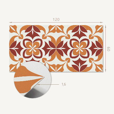 Rectangular bathroom wall panel Floral motif with green leaves