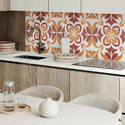 Rectangular bathroom wall panel Floral motif with green leaves