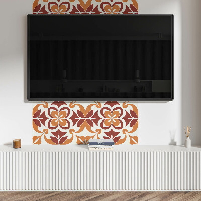 Rectangular bathroom wall panel Floral motif with green leaves