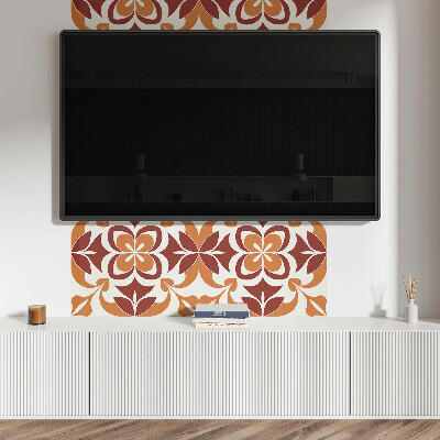 Rectangular bathroom wall panel Floral motif with green leaves