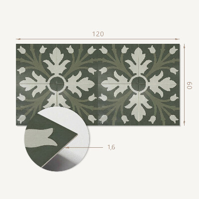 Rectangular bathroom wall panel Plant motif on the tiles