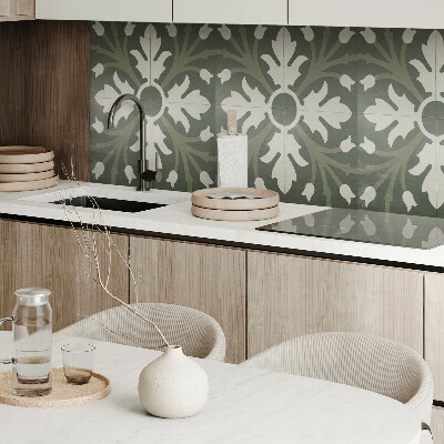 Rectangular bathroom wall panel Plant motif on the tiles