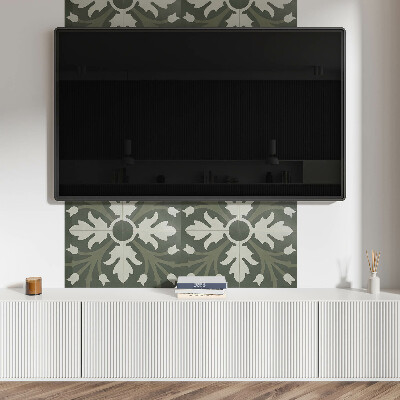 Rectangular bathroom wall panel Plant motif on the tiles
