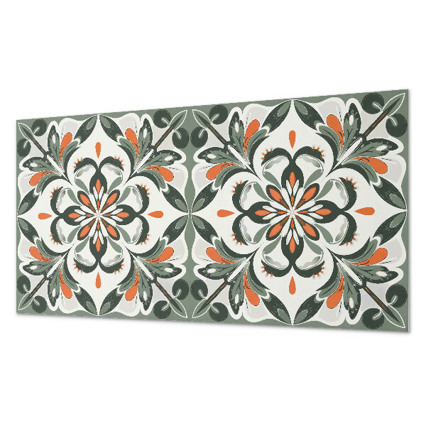 Rectangular bathroom wall panel Floral motif with green leaves