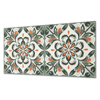 Rectangular bathroom wall panel Floral motif with green leaves