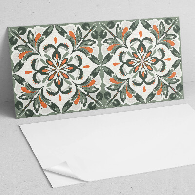 Rectangular bathroom wall panel Floral motif with green leaves