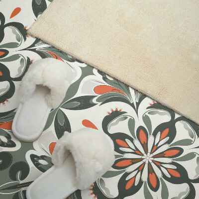 Rectangular bathroom wall panel Floral motif with green leaves