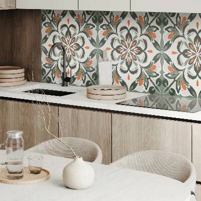 Rectangular bathroom wall panel Floral motif with green leaves