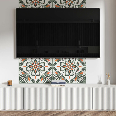 Rectangular bathroom wall panel Floral motif with green leaves