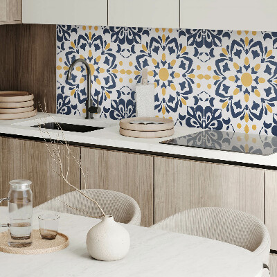 Rectangular bathroom wall panel Floral mandala in an artistic style