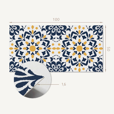 Rectangular bathroom wall panel Floral mandala in an artistic style