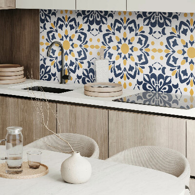 Rectangular bathroom wall panel Floral mandala in an artistic style