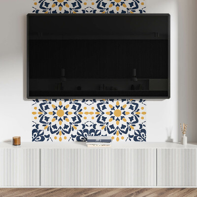 Rectangular bathroom wall panel Floral mandala in an artistic style