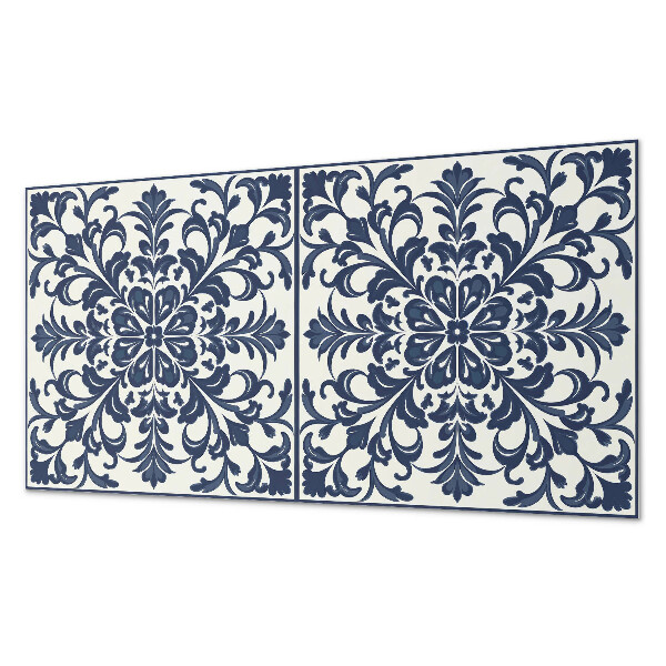 Rectangular wall panel Floral motif with green leaves