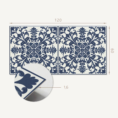 Rectangular wall panel Floral motif with green leaves