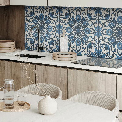Rectangular bathroom wall panel Floral pattern with green leaves