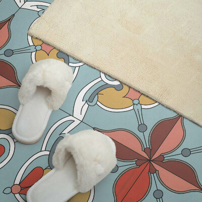 Rectangular wall panel Floral motif with subtle accents
