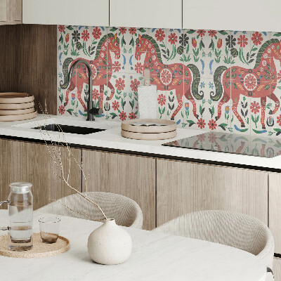 Rectangular decorative wall panel Floral motif with a horse