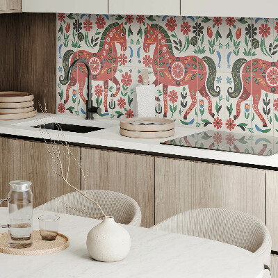Rectangular decorative wall panel Floral motif with a horse