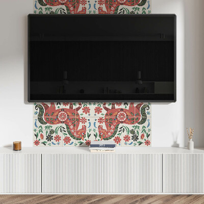 Rectangular decorative wall panel Floral motif with a horse
