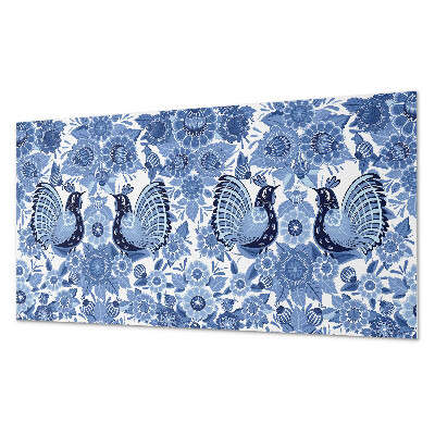 Rectangular wall panel Birds and flowers motif