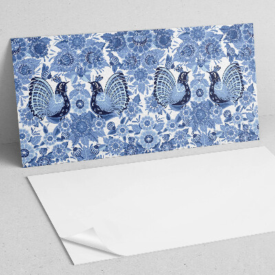 Rectangular wall panel Birds and flowers motif