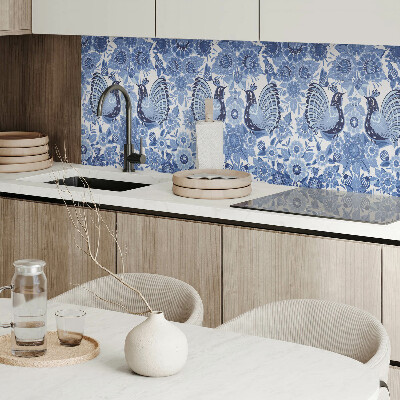 Rectangular wall panel Birds and flowers motif