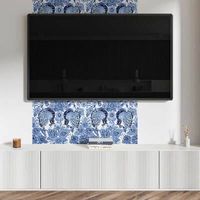 Rectangular wall panel Birds and flowers motif