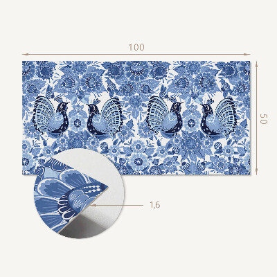 Rectangular wall panel Birds and flowers motif