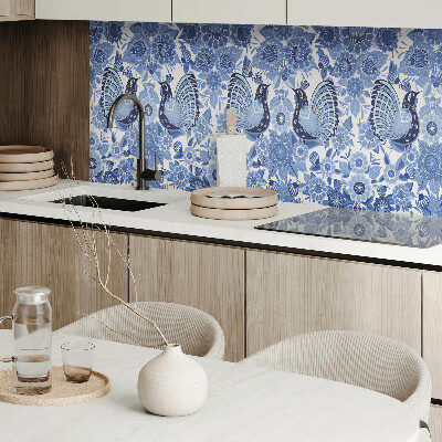 Rectangular wall panel Birds and flowers motif