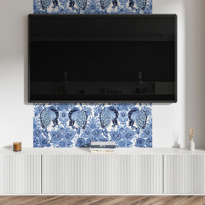 Rectangular wall panel Birds and flowers motif