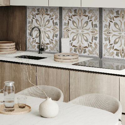 Rectangular bathroom wall panel Symmetrical floral motif